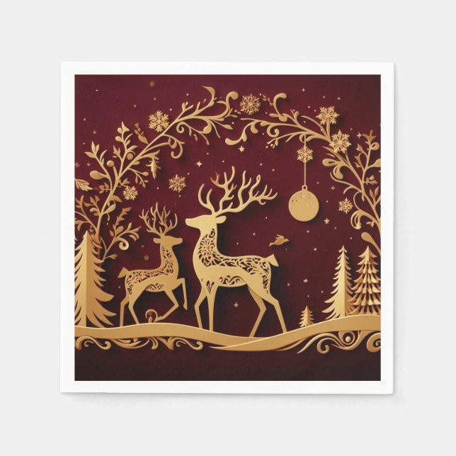 Enchanted Reindeer – Holiday Whimsy Pappersservett (Framsidan)