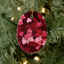 Enchanted Ruby Bliss Heart Confetti Pattern Julgransprydnad Keramik