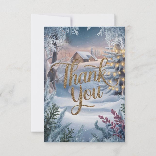 Enchanted Snowflake Cute Glad helg Tack Kort (Framsida)
