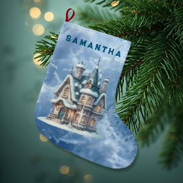 Enchanted Snowy Castle Personalized Stocking Stor Julstrumpa