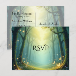 Enchanted Sunlit Summer Grove Wedding RSVP Inbjudan Vykort