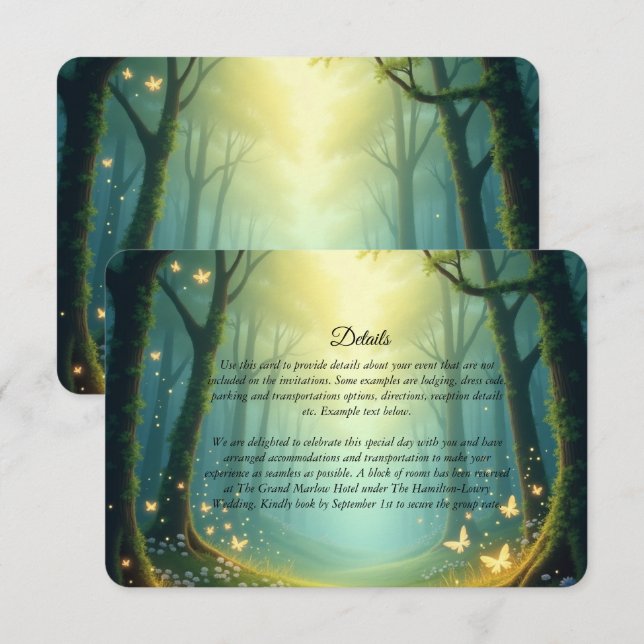 Enchanted Sunlit Summer Grove Wedding Tilläggskort (Fram/baksida)