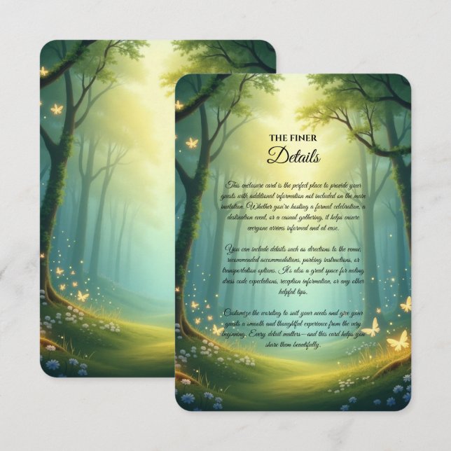 Enchanted Sunlit Summer Grove Wedding Tilläggskort (Fram/baksida)