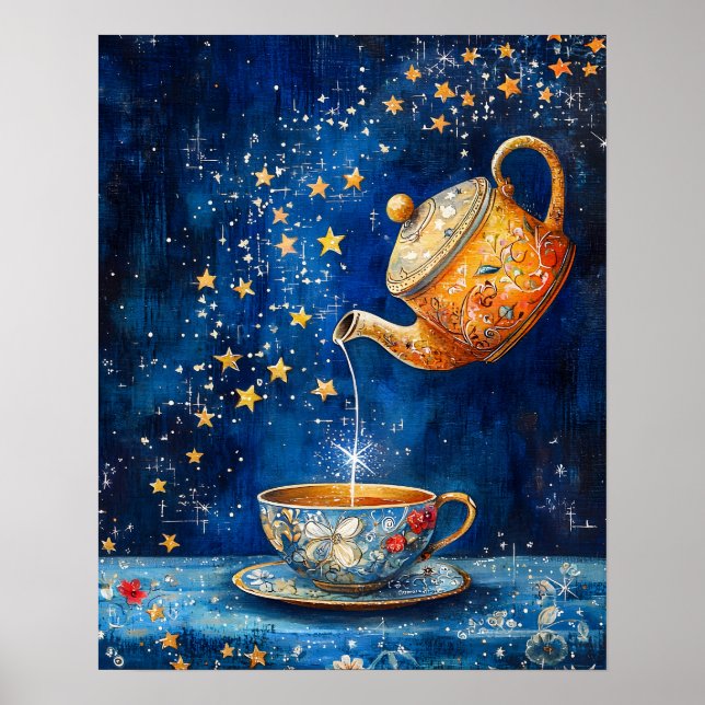 Enchanted Tea Pot & Cup Celestial Poster (Framsidan)