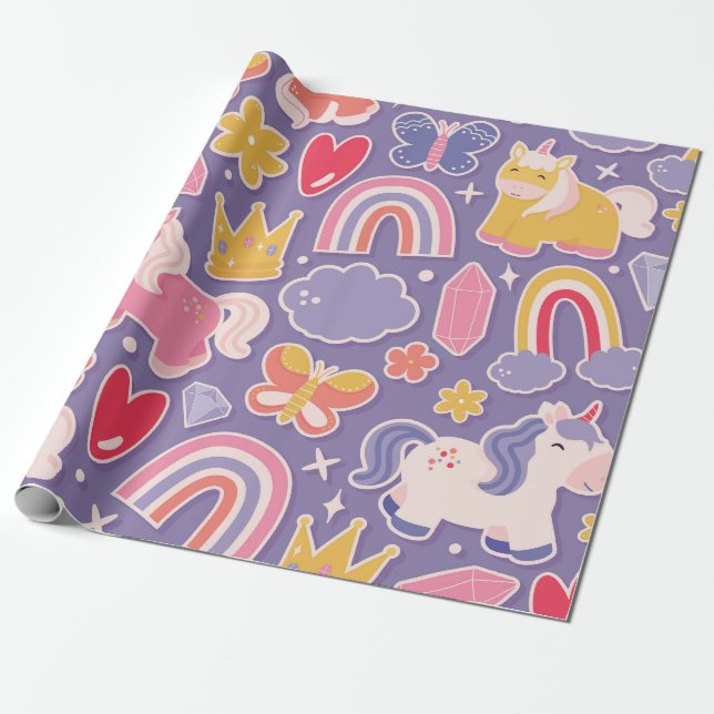 Enchanted Unicorn Fantasy Presentpapper (Utrullad)