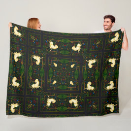 Enchanted Victorian Unicorn Garden Quilt Fleecefilt