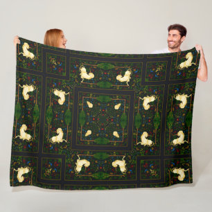 Enchanted Victorian Unicorn Garden Quilt Fleecefilt