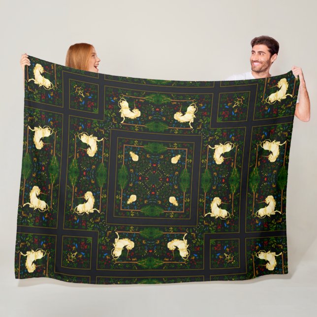 Enchanted Victorian Unicorn Garden Quilt Fleecefilt (På plats)