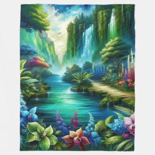 "Enchanted Waterfall Oasis" Fleecefilt