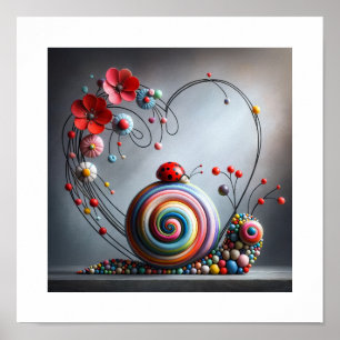 "Enchanted Whirl": A Whimsical Snigel Garden Journ Poster