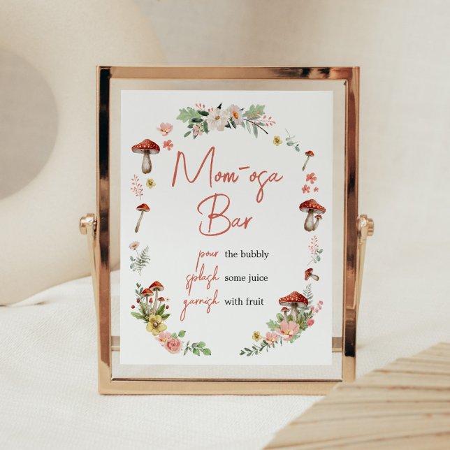 Enchanted Wildblomma Mushroom Mamma Osa Pub Poster (Enchanted Mushroom Baby Shower Mom Osa Bar Sign)