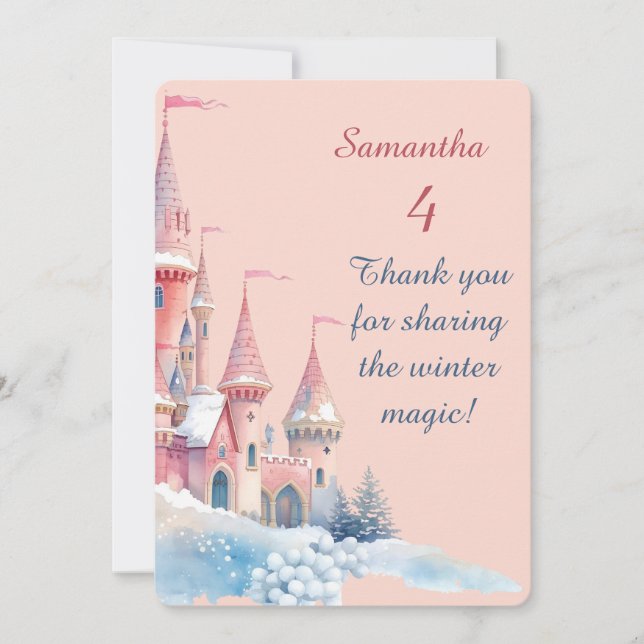 Enchanted Winter Castle Thank You Card, Princess  Tack Kort (Framsida)