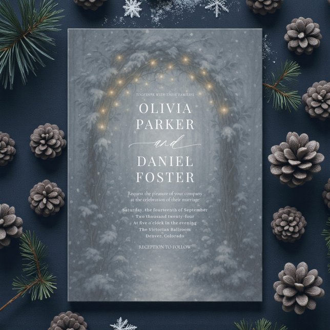 Enchanted Winter Forest Fairy Lights Wedding Inbjudningar (Skapare uppladdad)