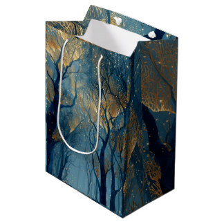 Enchanted Winter Forest with Glowing Golden Trees