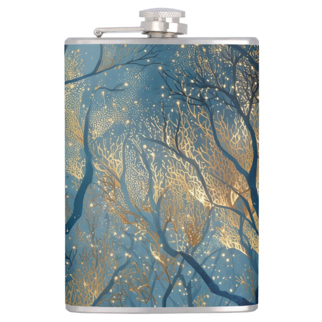 Enchanted Winter Forest with Glowing Golden Trees Fickplunta (Framsidan)