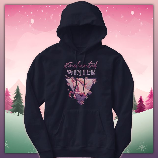 Enchanted Winter Rosa Unicorn Retro T Shirt (Skapare uppladdad)