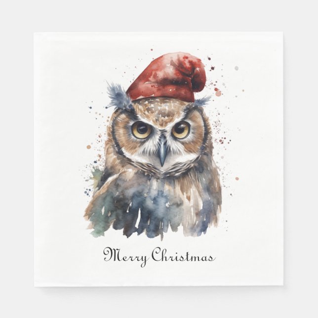 Enchanted Winter Uggla, anpassningsbar Pappersservett (Framsidan)