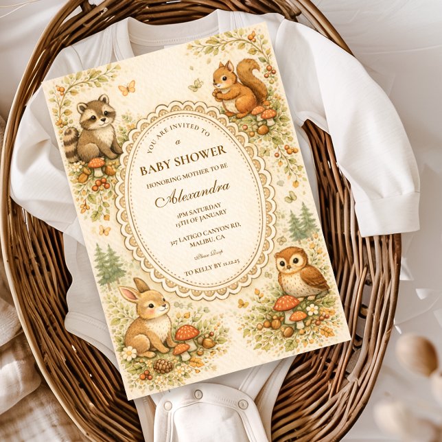 Enchanted Woodland Animals Baby Shower Inbjudningar (Skapare uppladdad)