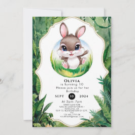 Enchanted Woodland Bunny Birthday Inbjudningar