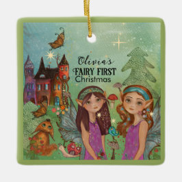 Enchanted Woodland Fairy First Christmas Julgransprydnad Keramik