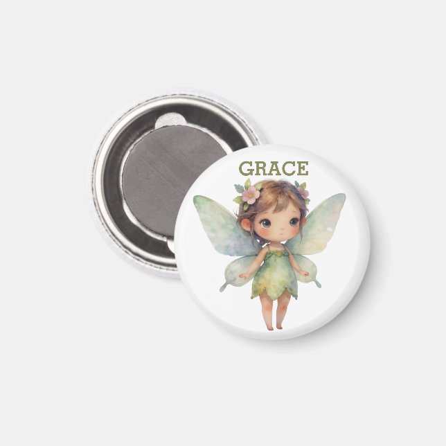 Enchanted Woodland Fairy: pastel green Sprite Magnet (Front/Back)