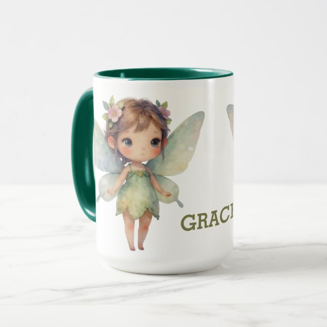 Enchanted Woodland Fairy: pastel green Sprite Mugg (Framsida vänster)