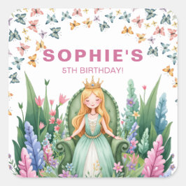 Enchanted Woodland Fairy Princess Birthday Fyrkantigt Klistermärke