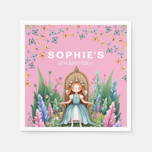 Enchanted Woodland Fairy Princess Birthday Pappersservett (Framsidan)