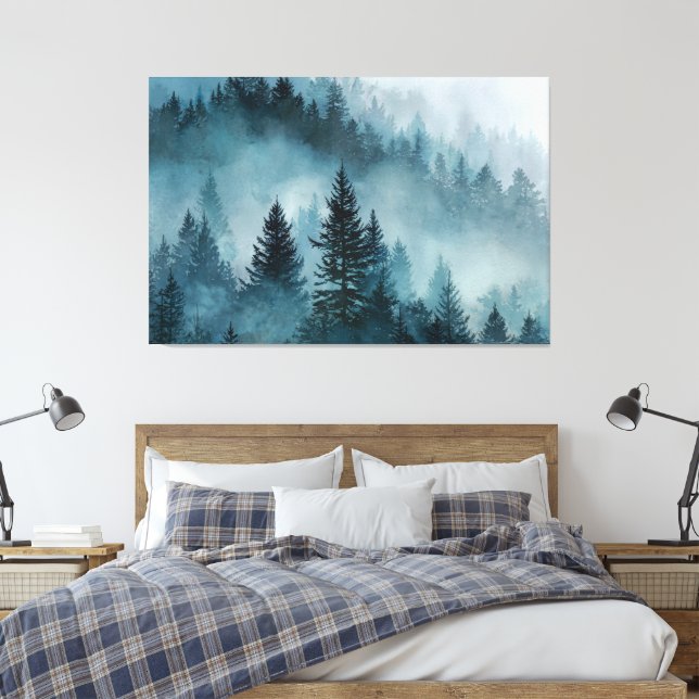 Enchanted Woodland in Blue Canvastryck (Insitu (sovrum))