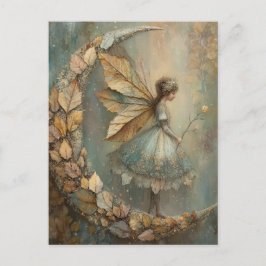 Enchanted Woodland Leaf Fairy Watercolor Fantasy Vykort