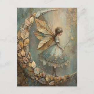Enchanted Woodland Leaf Fairy Watercolor Fantasy Vykort
