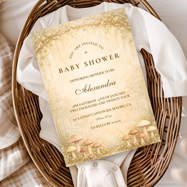 Enchanted Woodland Mushroom Baby Shower Inbjudningar (Skapare uppladdad)