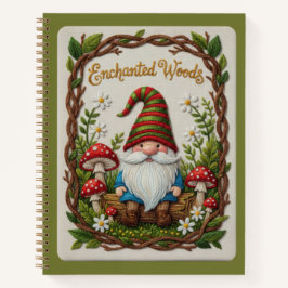 Enchanted Woods Embroidered Forest Gnome Journal