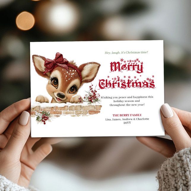 Enchanted Xmas baby reindeer sweet greeting card Julkort (Enchanted Xmas baby reindeer sweet greeting card)