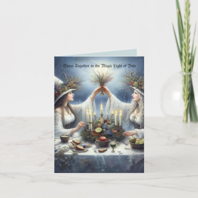 Enchanted Yule Celebration Flat Holiday Card Kort (Framsida)