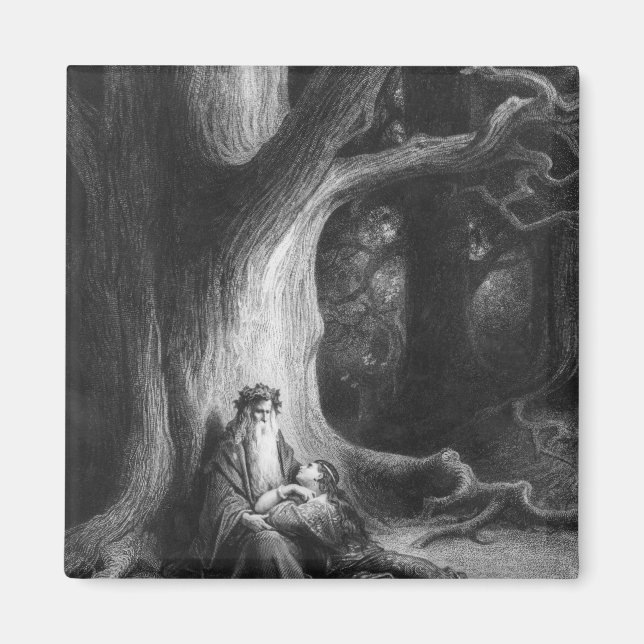 Enchanter Merlin och Fairy Vivien Magnet (Framsidan)