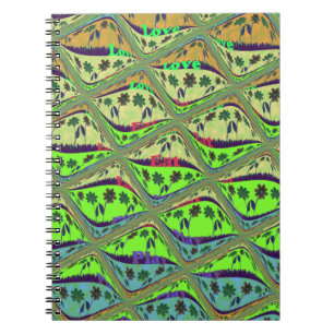 Enchantic Garden Checkered Blommigt Beauty Anteckningsbok Med Spiral