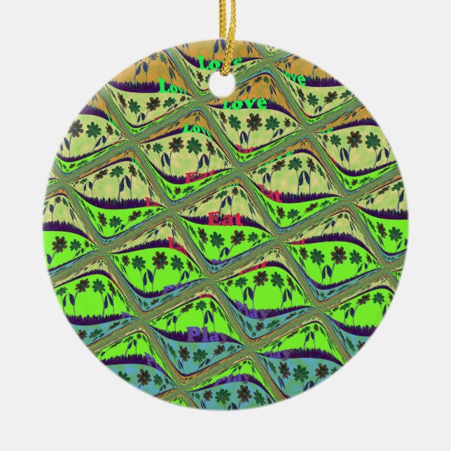 Enchantic Garden Checkered Blommigt Beauty Julgransprydnad Keramik (Framsidan)