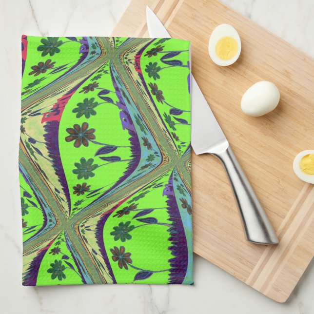 Enchantic Garden Checkered Blommigt Beauty Kökshandduk (Vikt i Fjärdedel)