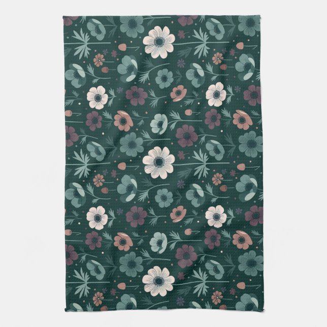 Enchanting Anemone Mönster Kökshandduk (Vertikal)