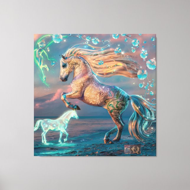 Enchanting Beach Horses Canvas Art (Framsida)