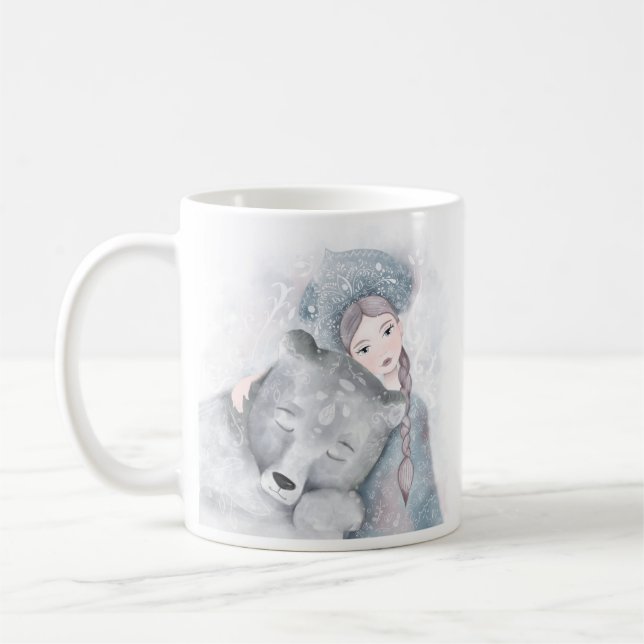 Enchanting Bear and Girl Monogram mugg (Vänster)