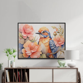 Enchanting Bird Blommigt Bird Älskare Gift Poster