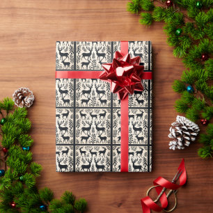Enchanting Black Reindeer Silhouette Presentpapper