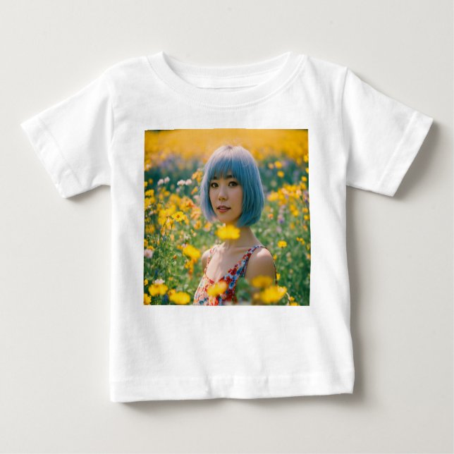Enchanting Blommigt Fält T-Shirt (Framsida)