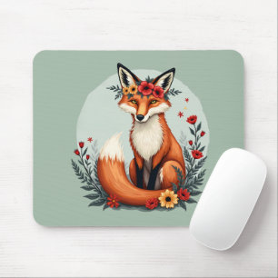 Enchanting Blommigt Fox Woodland Folk Art Musmatta
