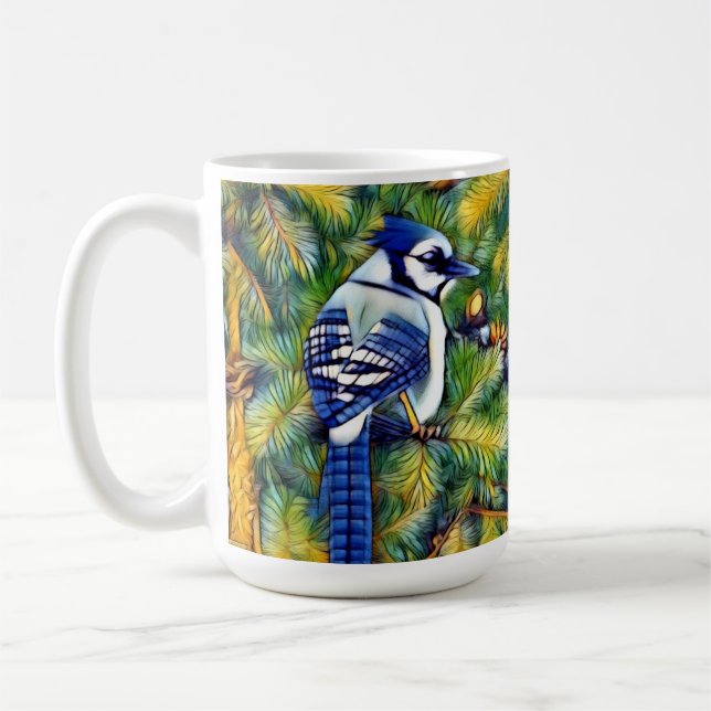 Enchanting Blue Jay Print Kaffemugg (Vänster)