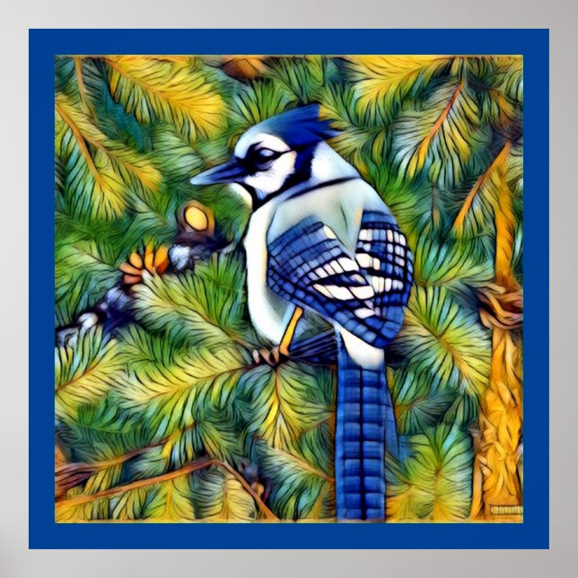 Enchanting Blue Jay Print Poster (Framsidan)