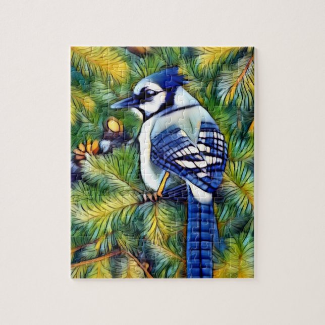 Enchanting Blue Jay Print Pussel (Vertikal)