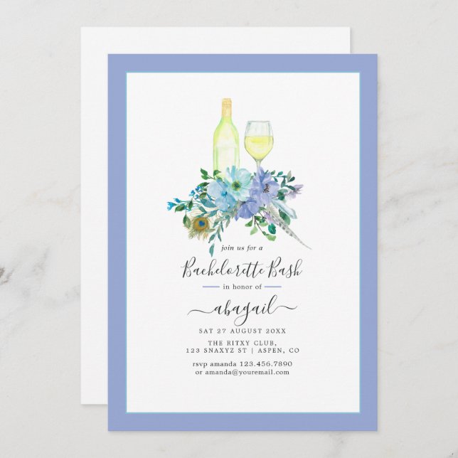 Enchanting Boho Vin Bachelorette Firande Inbjudningar (Fram/baksida)